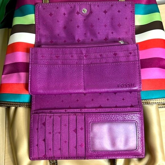 Coach Legacy Stripe Tote F0926-F14009 and Fossil Wallet with Coordinating Color - Picture 10 of 10